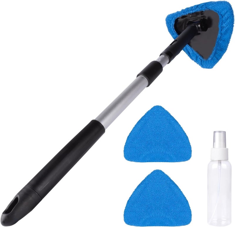 BITOPE All-in-One Car Windshield Cleaner Kit | Extendable Tool with 3 Reusable Microfiber Pads & Spray Bottle for Interior & Exterior Window Cleaning on Cars, SUVs, Trucks - Image 1